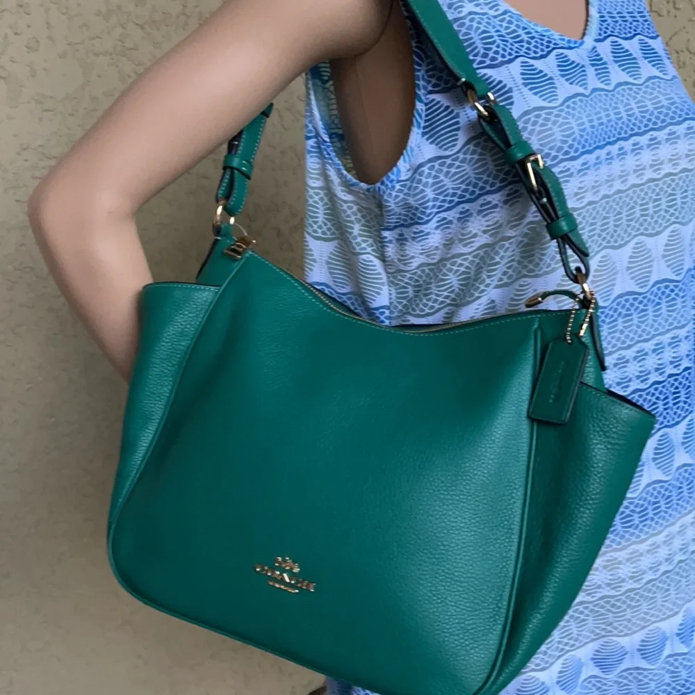 COACH Rori Shoulder Bag COLOR: Gold/Bright Jade - Picture 11 of 16